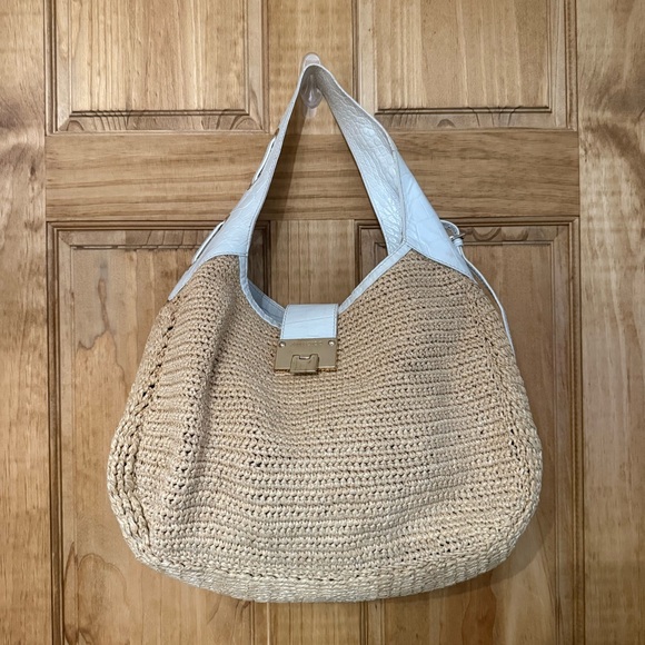 Jimmy Choo Beige and White Raffia Shoulder Bag - Picture 16 of 16